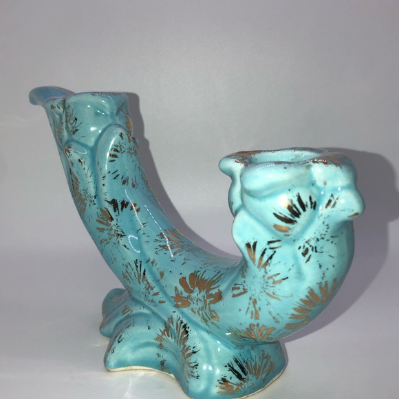 Vintage MCM Ornate Japanese Candle Stick Holder Ceramic Hand Painted Gold - Picture 3 of 13